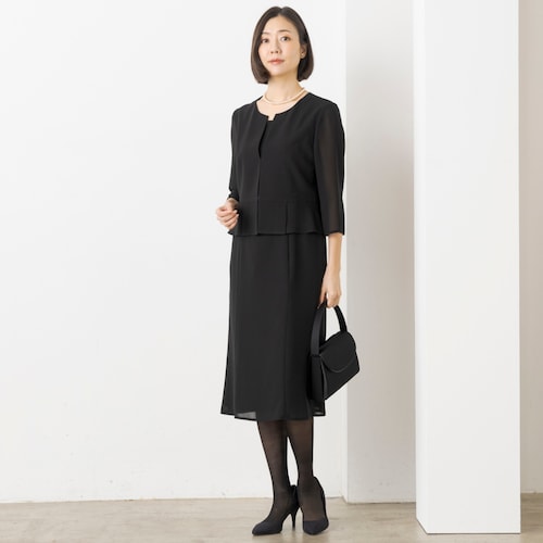 【特別価格】 ウォッシャブル2ピース風ワンピ【喪服・礼服】 (9~17AR)