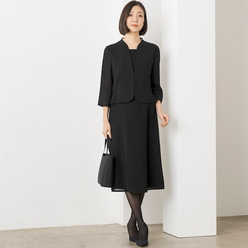【特別価格】 ウォッシャブル2ピース風ワンピ【喪服・礼服】 (9~15AR)