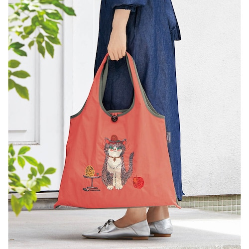 【定期お届け】 刺繍が素敵なポケッタブルバッグ ：3回シリーズ