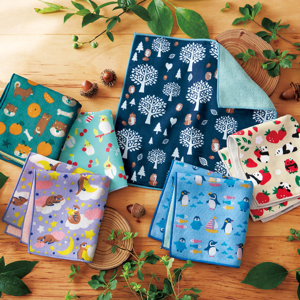 【ベルメゾン】アニマル柄裏パイルハンカチ