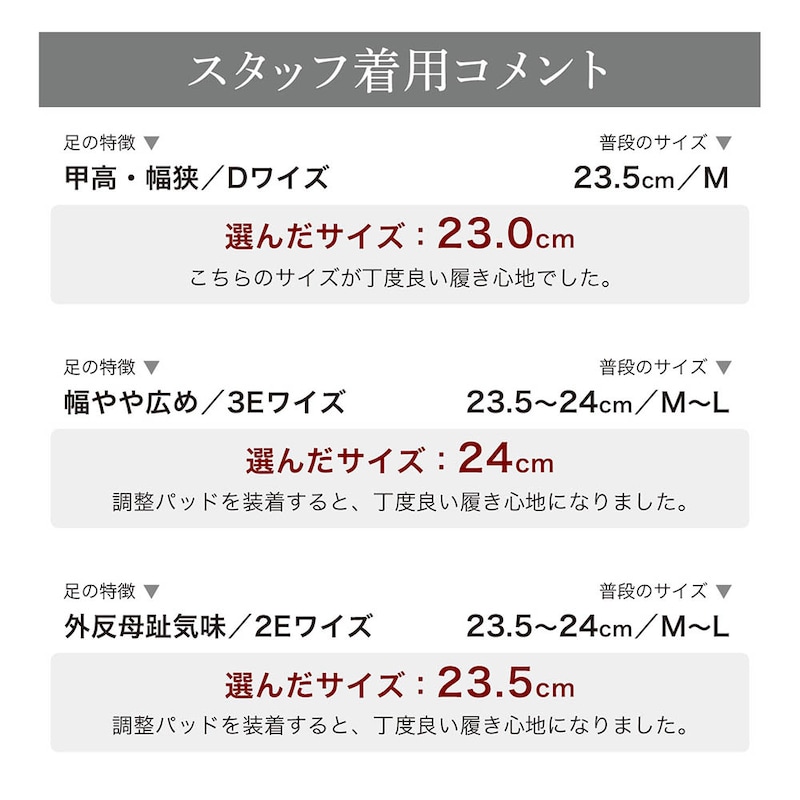 スタッフの着用コメント