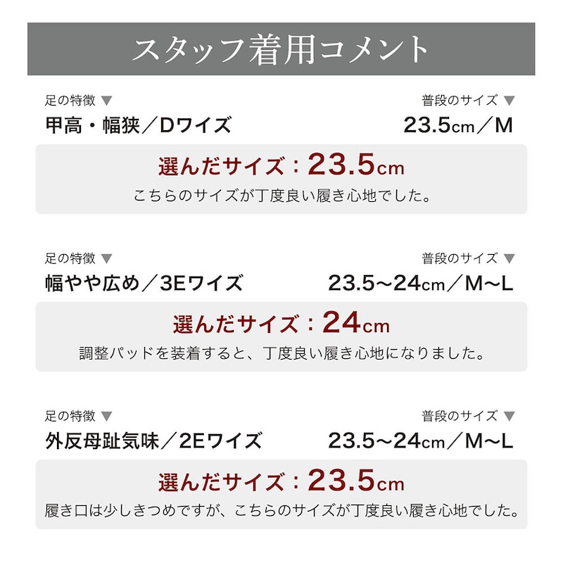 スタッフの着用コメント