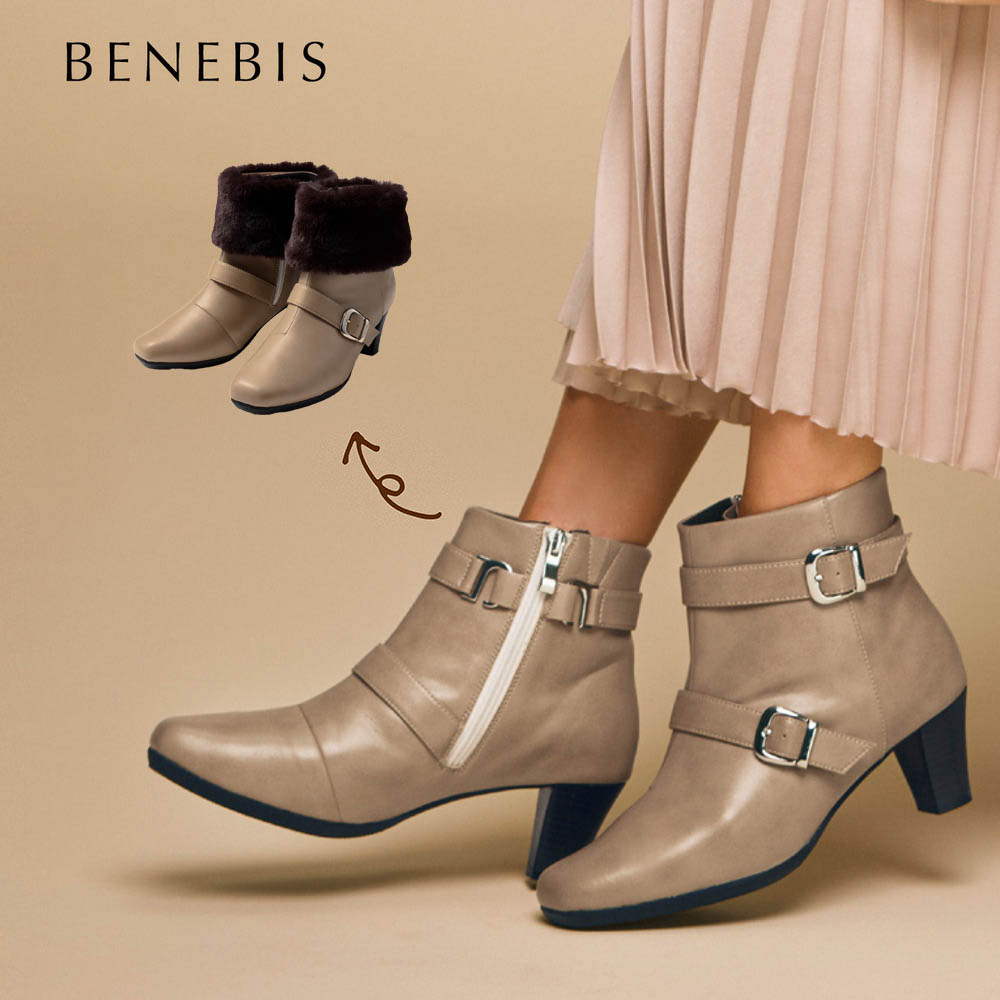 【ベネビス/BENEBIS】エレガントショートブーツ(3WAY)
