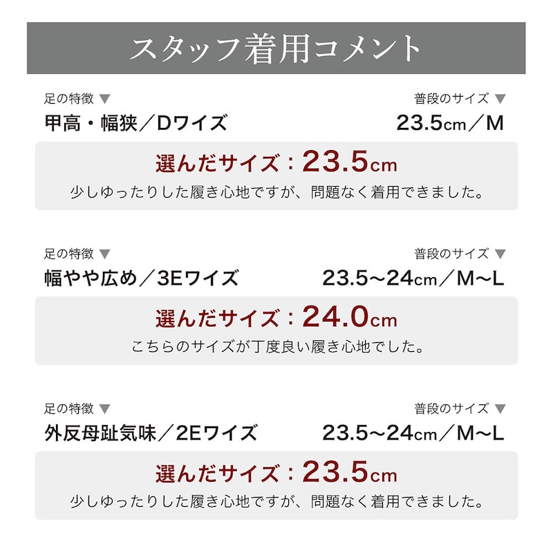 スタッフの着用コメント
