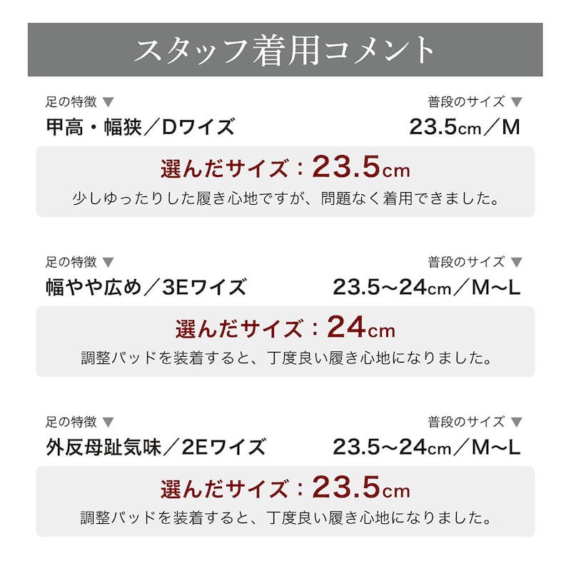 スタッフの着用コメント