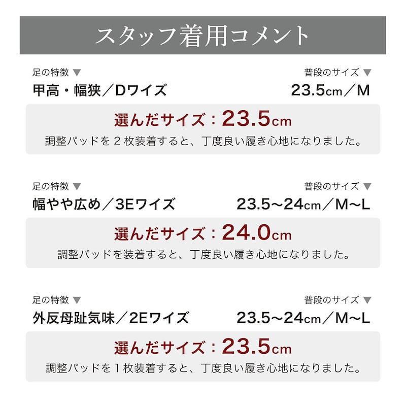 スタッフの着用コメント