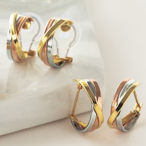 【ベルメゾン】【受注生産】Pt・18金3カラーイヤリング・ピアス