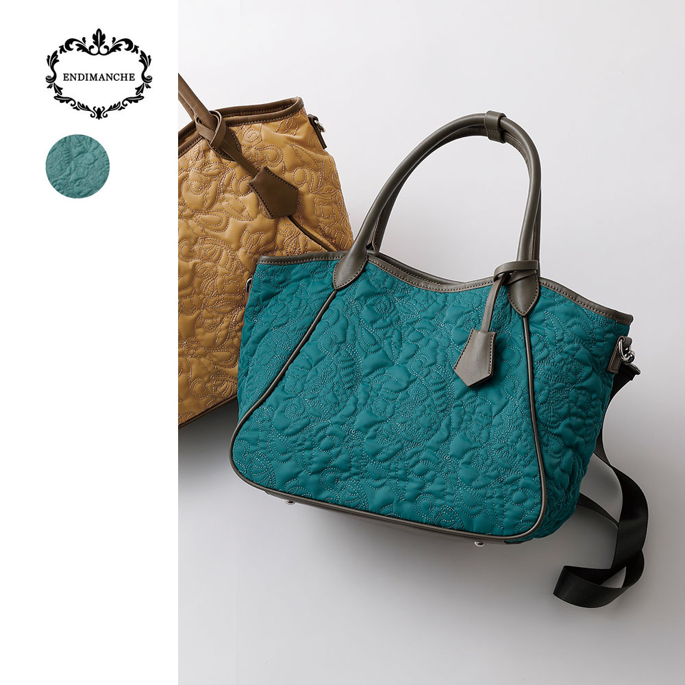 【アンディマンシェ/ENDIMANCHE】ボタニカルキルトトートバッグ(2WAY)