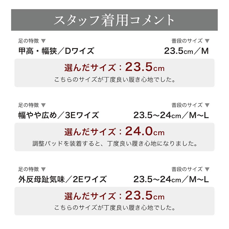 スタッフの着用コメント