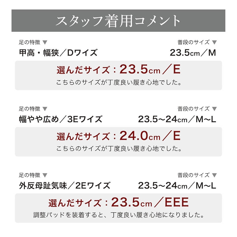 スタッフの着用コメント