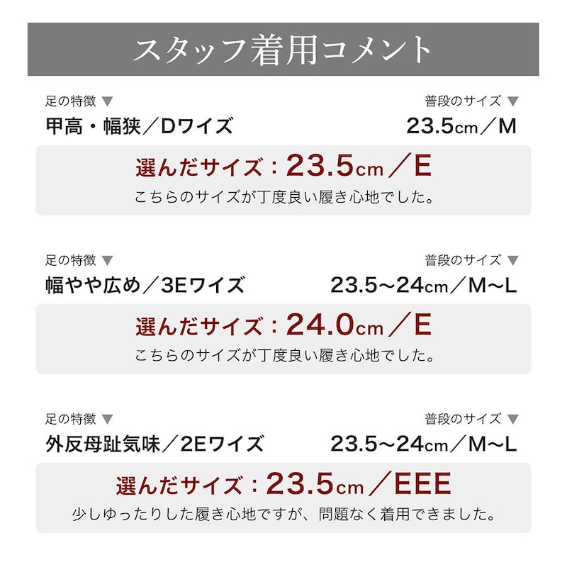 スタッフの着用コメント