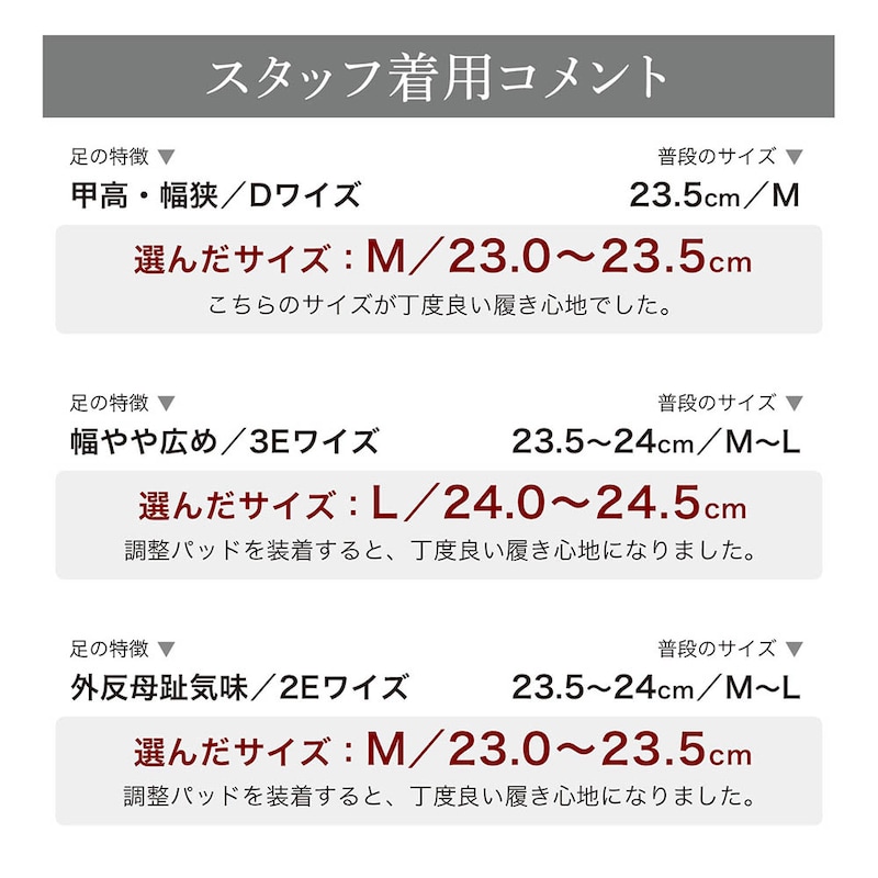 スタッフの着用コメント