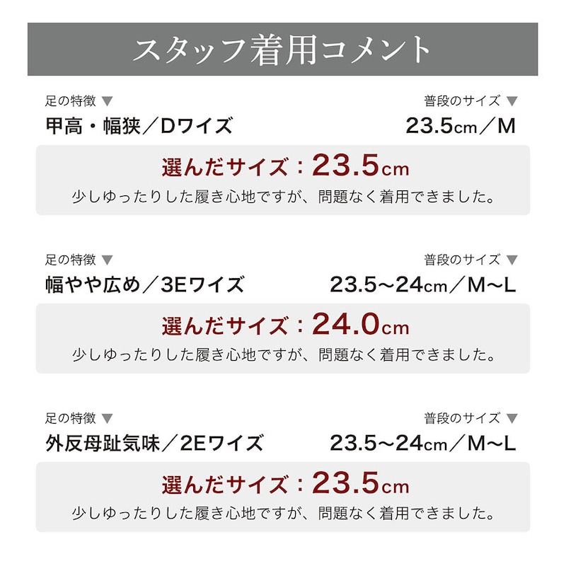 スタッフの着用コメント