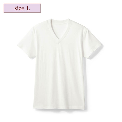 【定期お届け】［Lサイズ］ メンズコットンインナーＴシャツ「Vネック」 ：ワンパターン