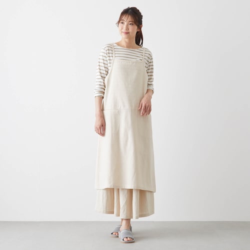シャンブレーコットンワンピースエプロン
