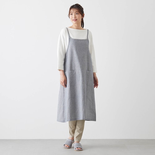 シャンブレーコットンワンピースエプロン