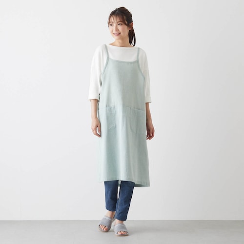 シャンブレーコットンワンピースエプロン