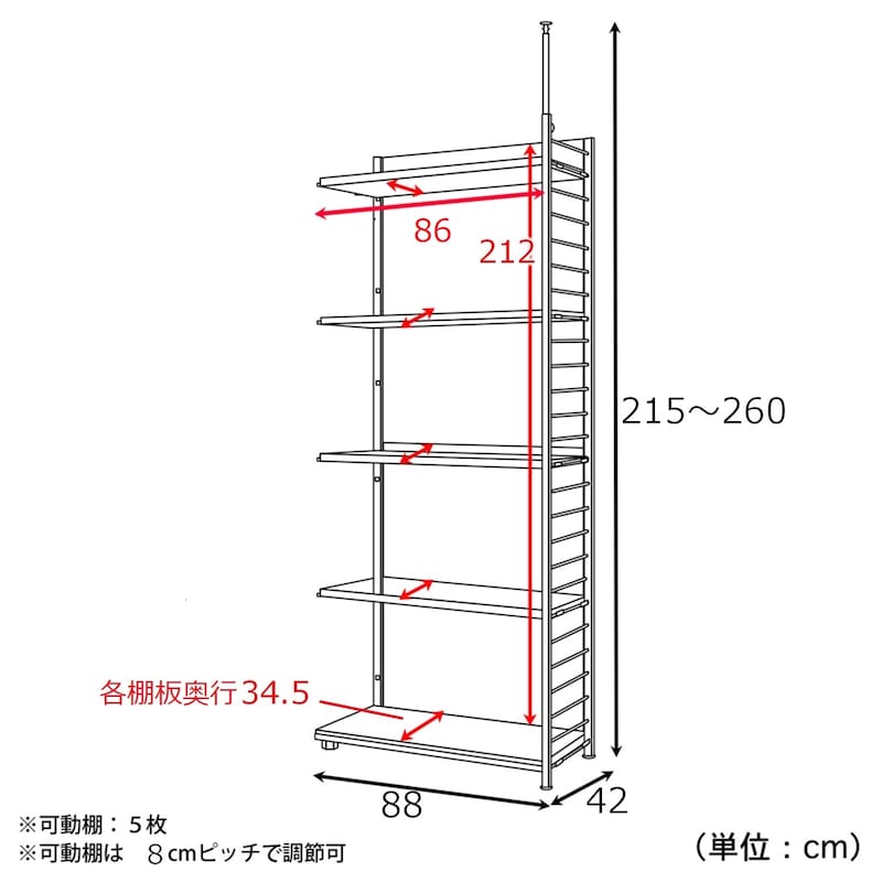 5段ラック【接続用】・幅90cm
