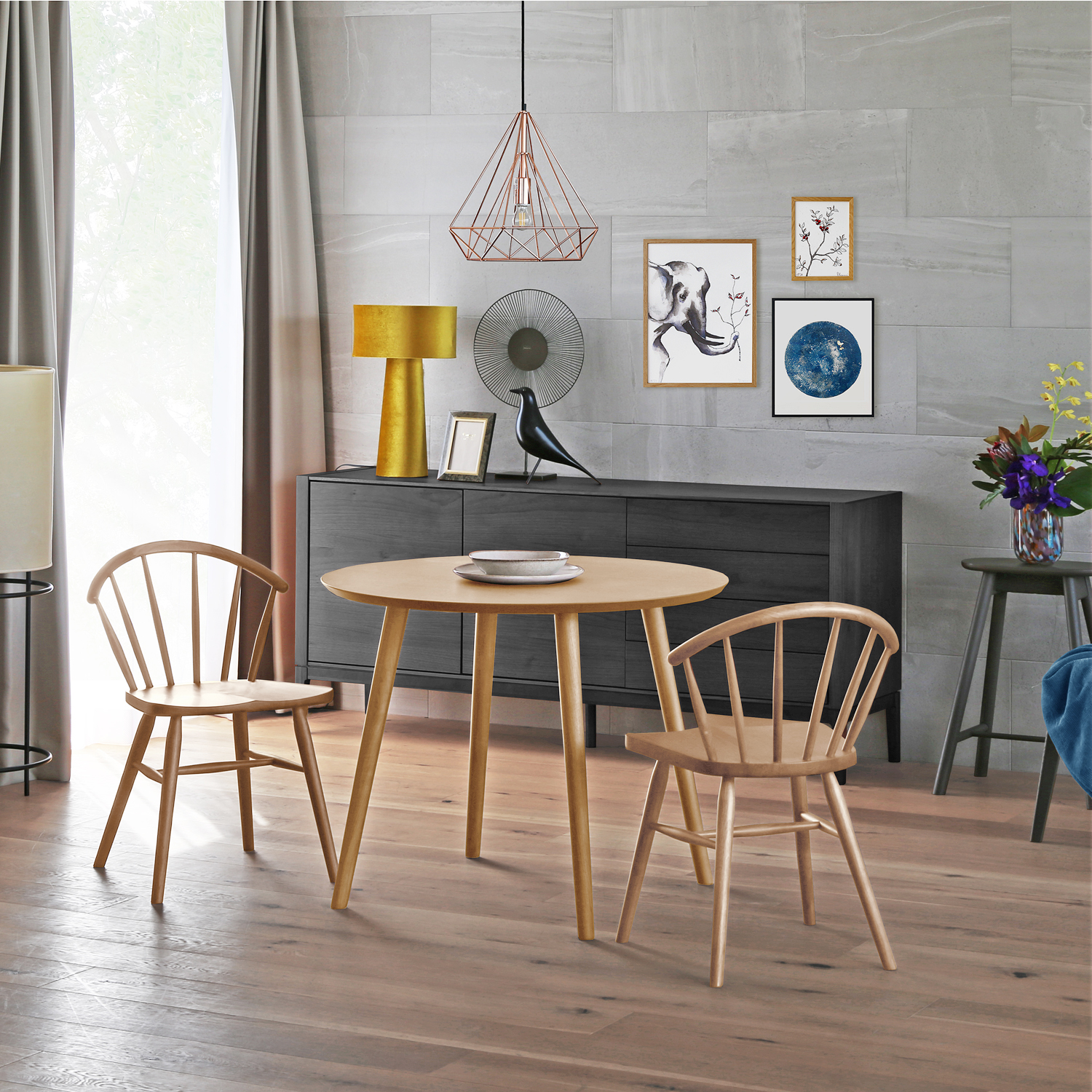 オーク材の円形ダイニングテーブル【MALLOON】 <2人用/4人用>(高野木工/TAKANO MOKKOU)