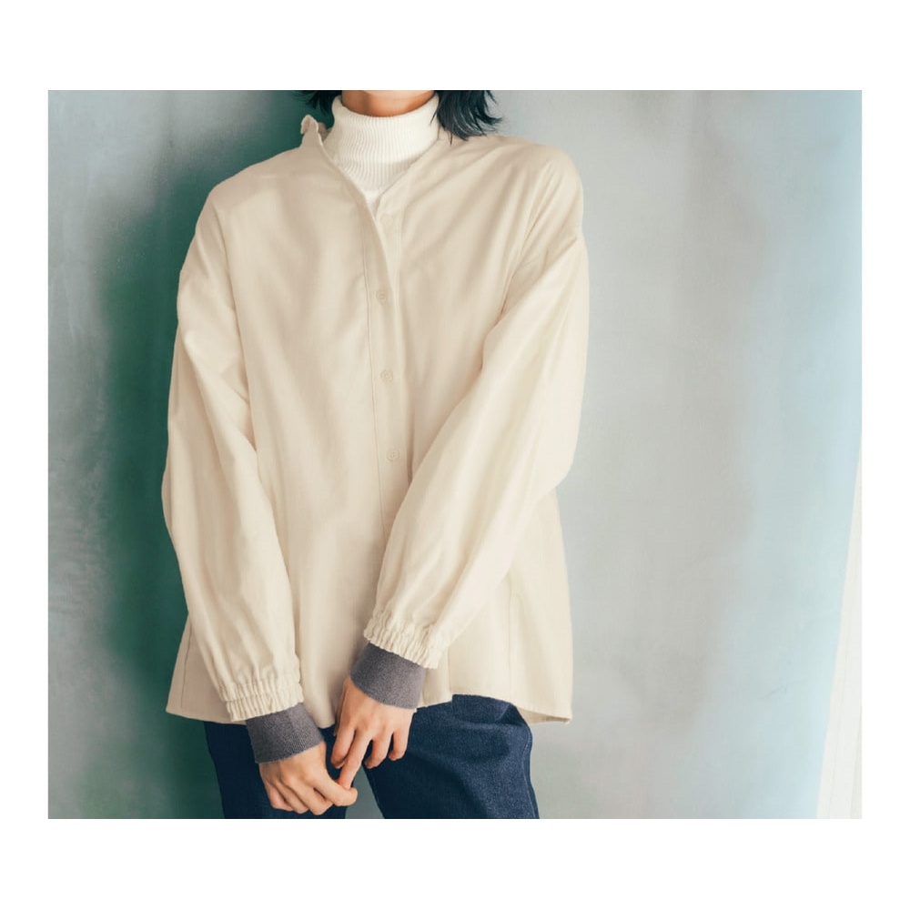 【ラ・フィット/la*fite】播州織を使ったコットン起毛ビエラブラウス (LL~5L)