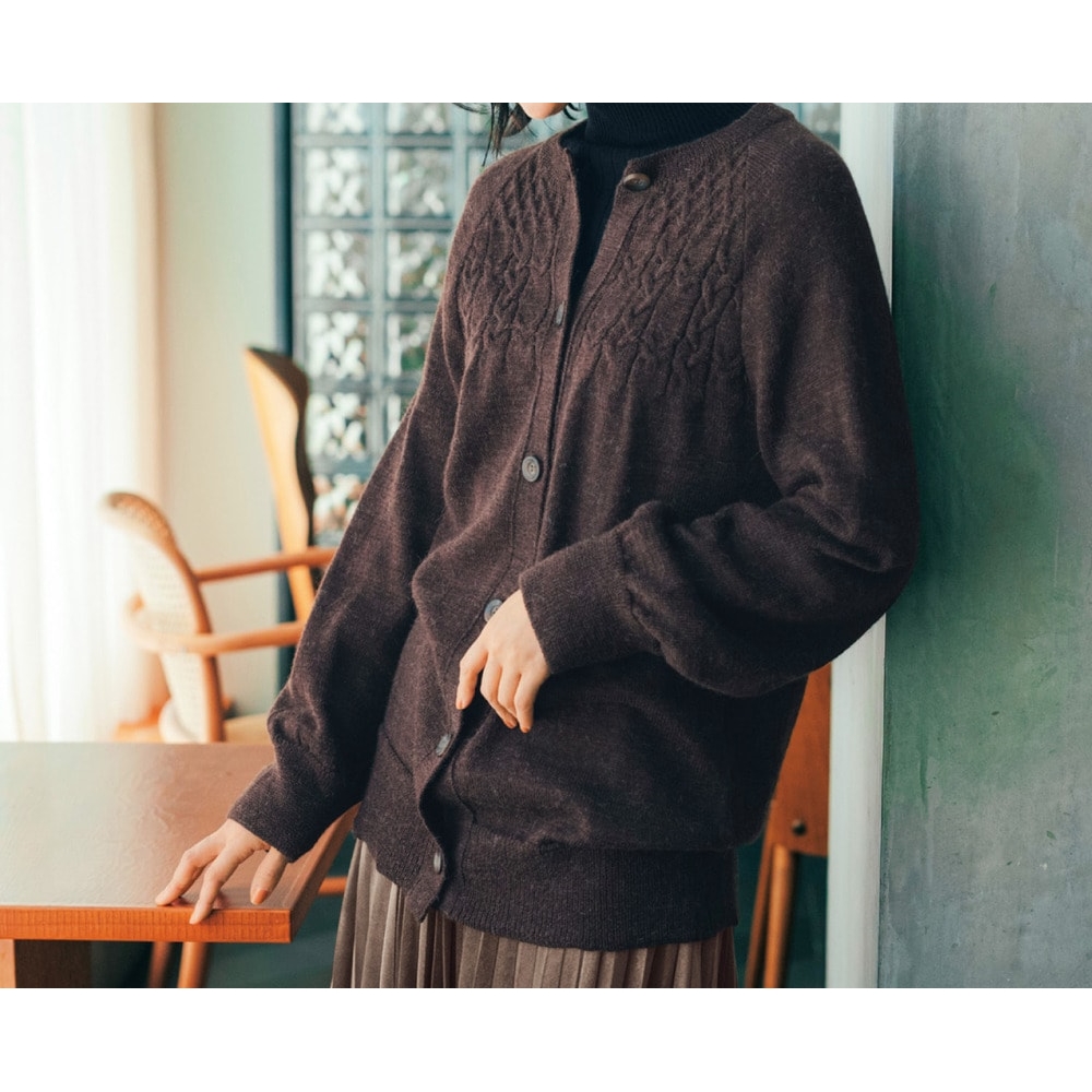 【ラ・フィット/la*fite】求心編み柄ニットカーディガン[日本製] (LL~6L)