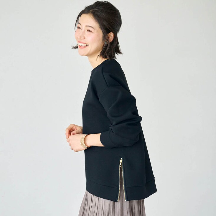 綿混あったかサイドファスナーダンボールプルオーバー