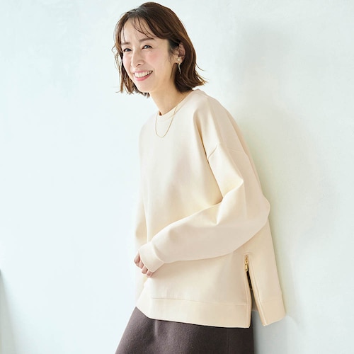 綿混あったかサイドファスナーダンボールプルオーバー