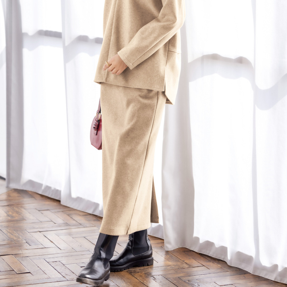 【花笑むとき/hana emu toki】ウール調素材Iラインスカート