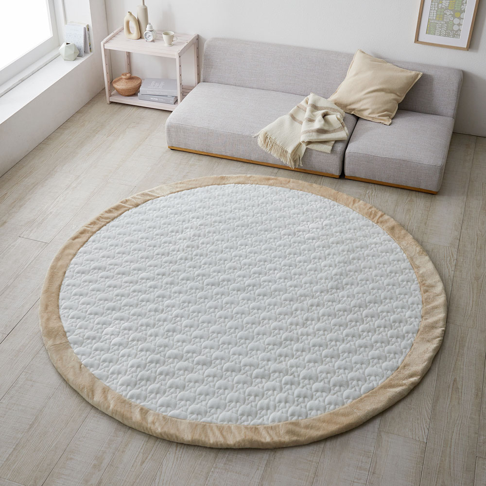 【ベルメゾン】ぽこぽこキルトのボリュームラグ(円形)