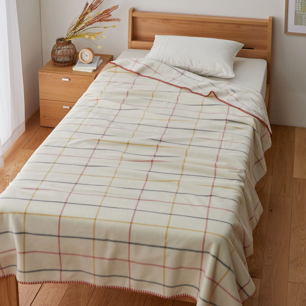 【ベルメゾン】チェック柄のフリースブランケット 【大きめサイズ】