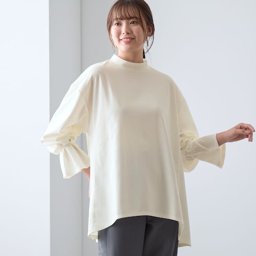 キャンディースリーブカットソーチュニックブラウス