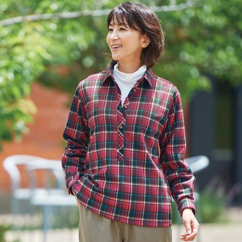 やわらか裏起毛チェックシャツ