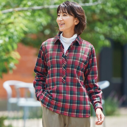 やわらか裏起毛チェックシャツ