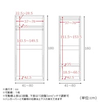 幅41～61・幅61～80cm/ハンガー1段+棚1段