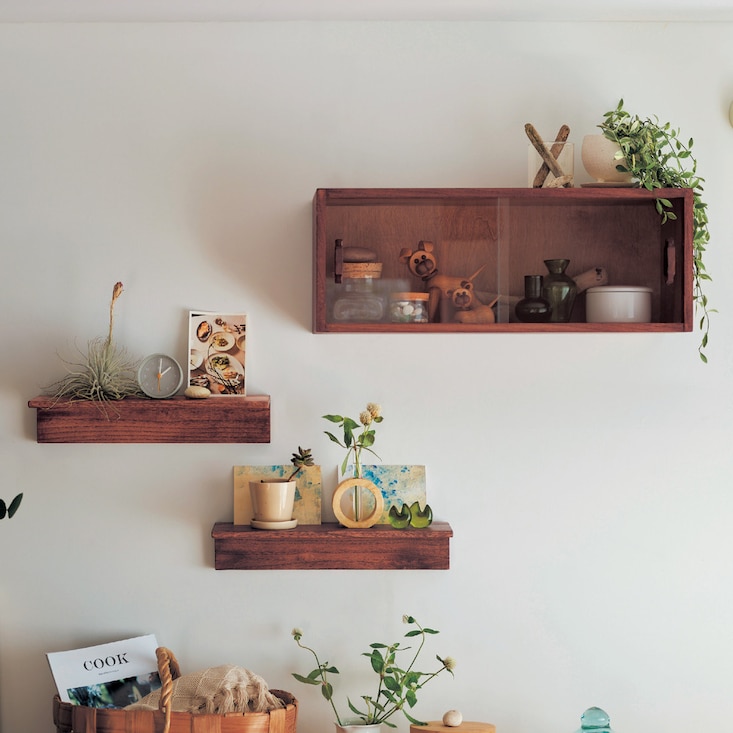 アンティーク調設置簡単ウォールシェルフ