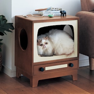 【ベルメゾン】レトロテレビ型猫ハウス 【ネコのテレビ】