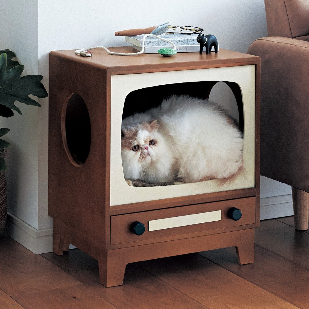 【ベルメゾン】レトロテレビ型猫ハウス 【ネコのテレビ】