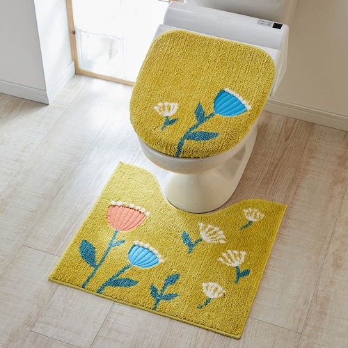 サイズ展開が豊富なフラワーデザインのトイレマット・フタカバー(単品・セット)
