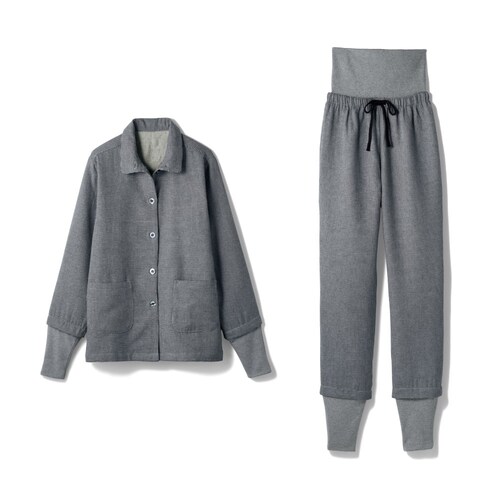 2重ガーゼコットン混の4つ首あたためパジャマ