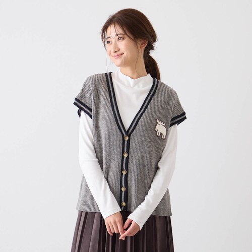 【3月12日再値下げ】 片畦編みVネックベスト