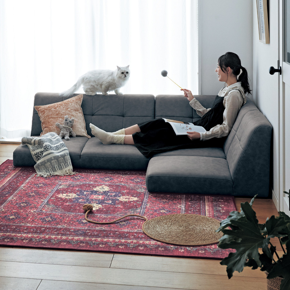 【ベルメゾン】組み合わせて使える引っ掻き傷に強いローソファー