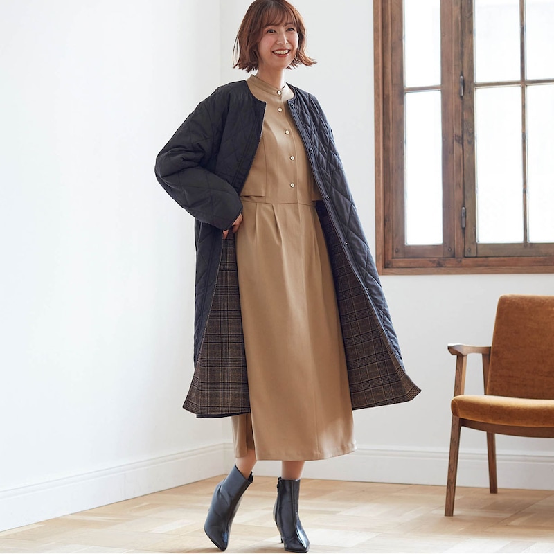 モデル身長169cm／M ※写真は撮影用のため着丈+7cmになります。