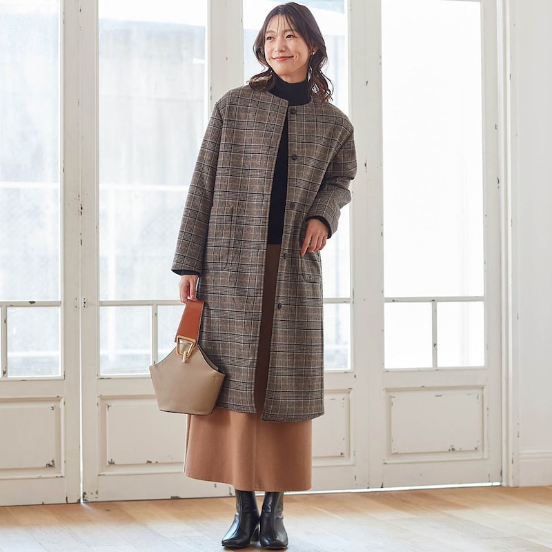 モデル身長170cm／M ※写真は撮影用のため着丈+7cmになります。