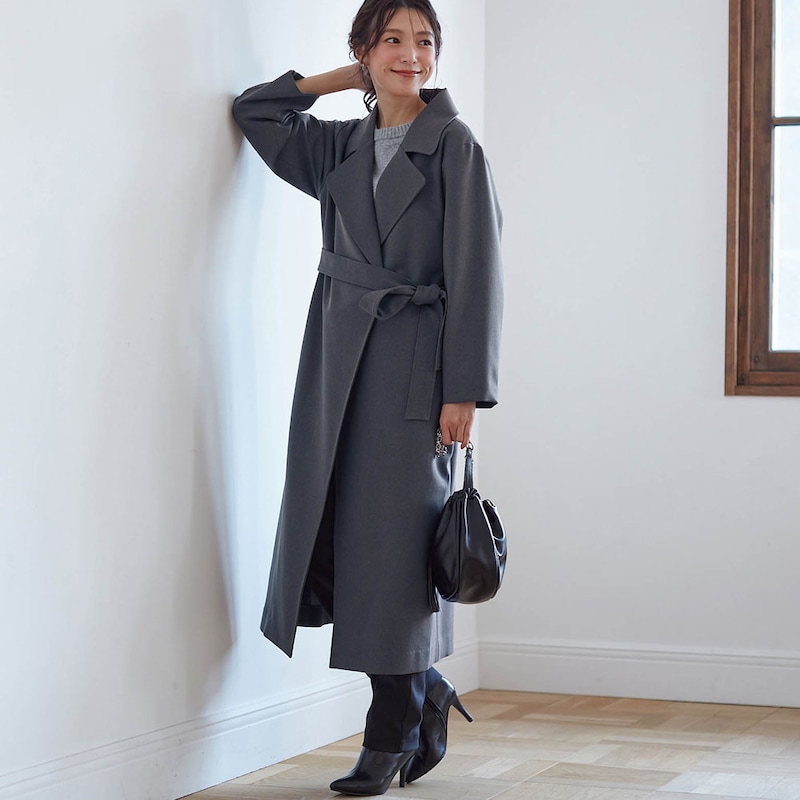 モデル身長170cm／M ※写真は撮影用のため着丈+8cmになります。