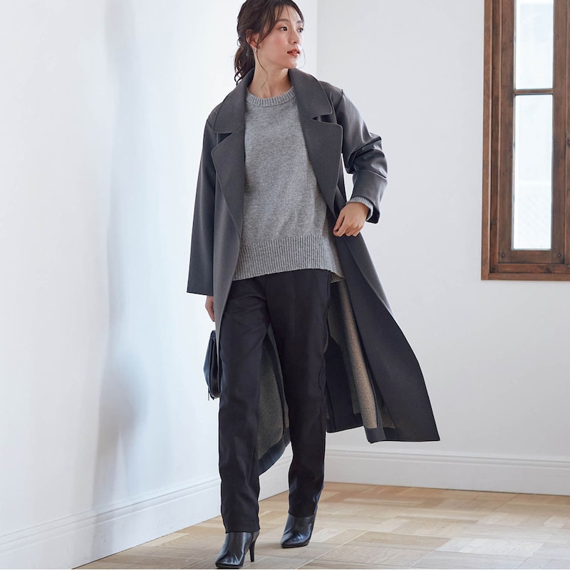 モデル身長170cm／M ※写真は撮影用のため着丈+8cmになります。