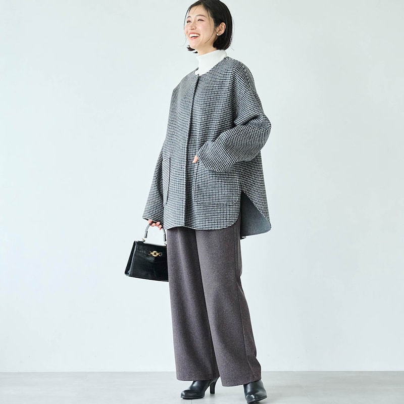 モデル身長168cm／M ※写真は撮影用のため股下+6cmになります。