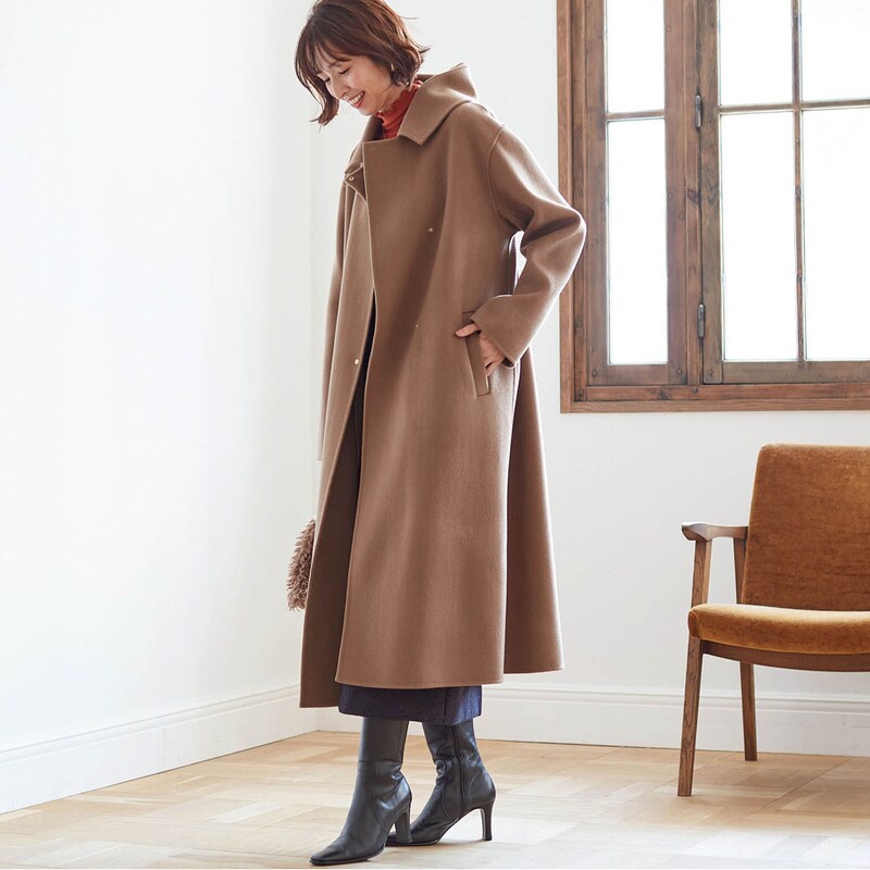 一重仕立てのステンカラーロングコート(スタイルノート/StyleNote  