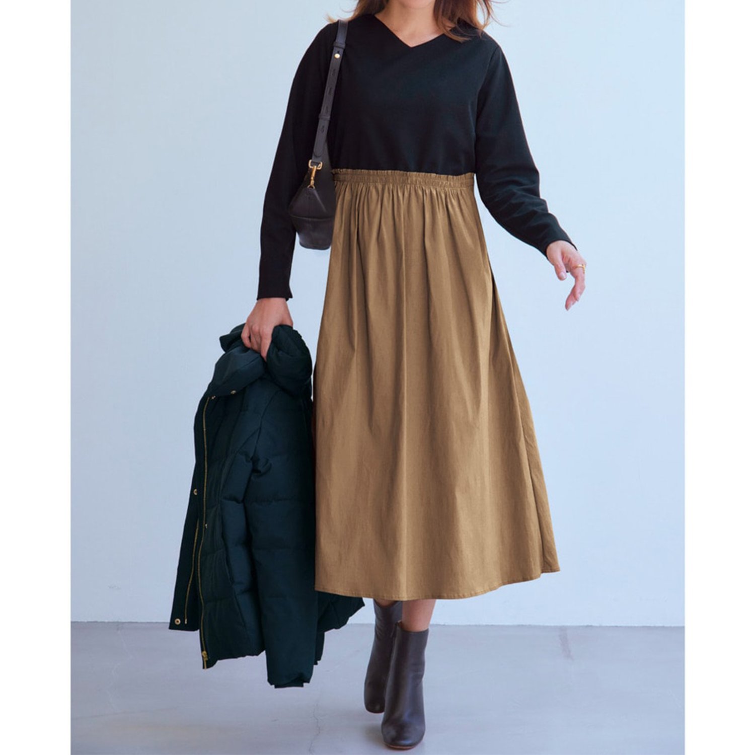 【スタイルノート/StyleNote】布帛切替えドッキングワンピース