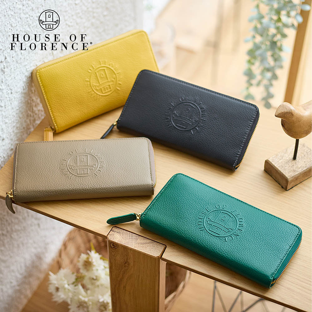 【ハウス・オブ・フローレンス/HOUSE OF FLORENCE】本革ラウンドファスナー長財布(イタリアンレザー使用) 【ハウス・オブ・フローレンス/HOUSE OF FLORENCE】本革ラウンドファスナー長財布(イタリアンレザー使用)