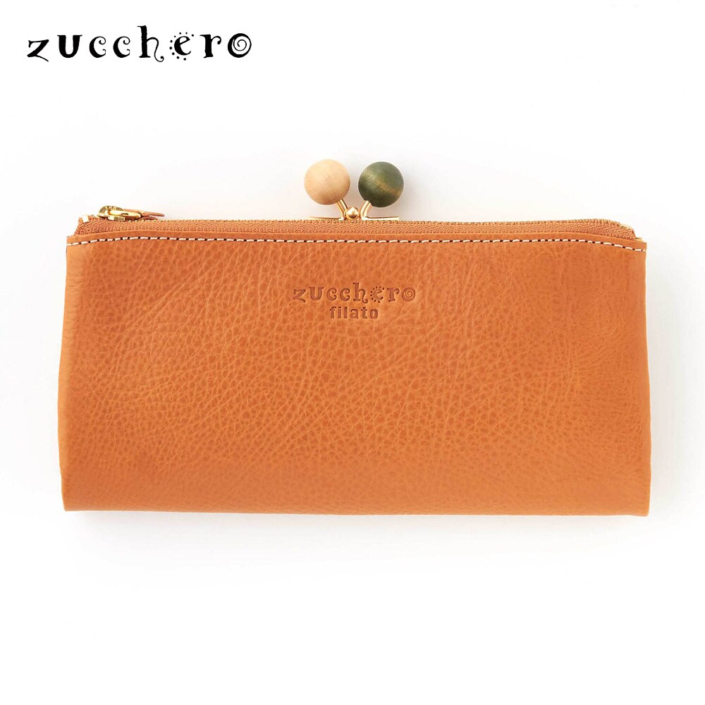 【ズッケロ/zucchero】木玉使いの本革がま口長財布
